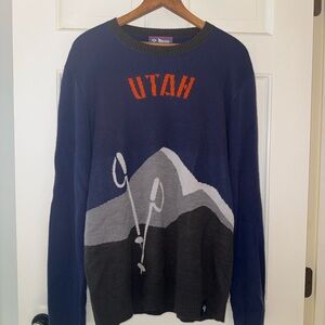 Men's Vintage Meister Rocky Crew Utah Ski Sweater - Blue and Gray